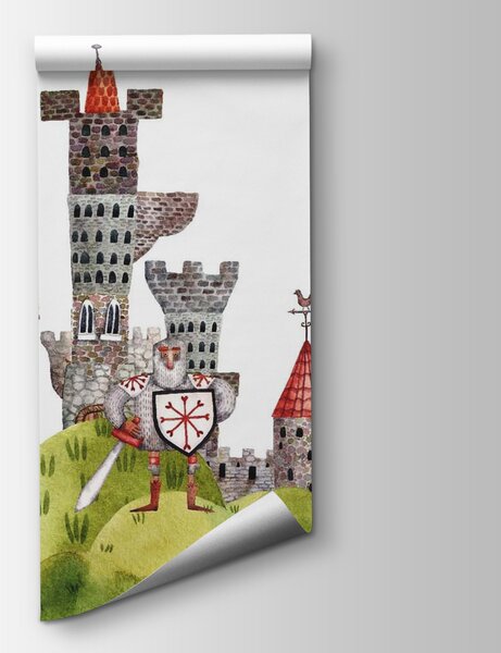 Fototapeta Akwarela przedstawiająca zamek, Fototapety Dziecięce, Popularne Fototapety, u46284 - Tapeko.pl