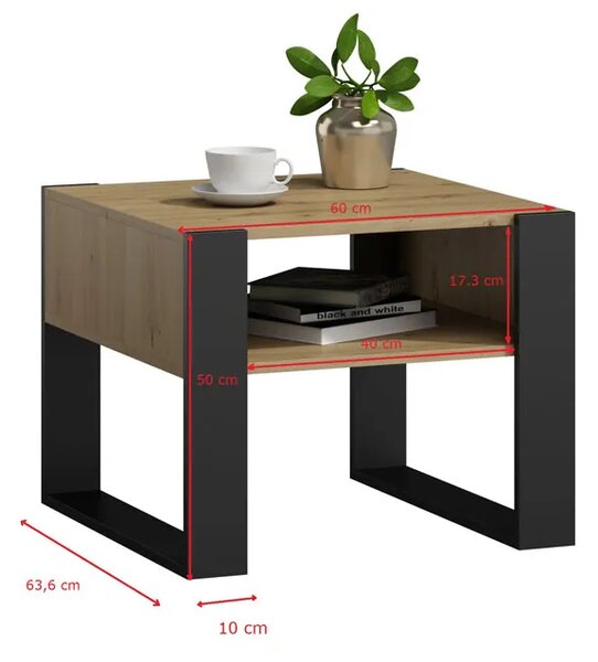 Stolik Kawowy Nowoczesny Dąb Artisan+Czarny S4-W75