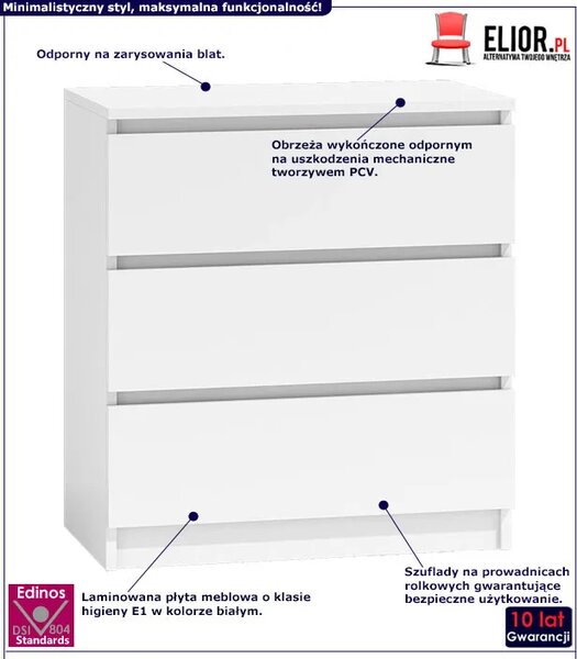 Biała minimalistyczna komoda na ubrania R8-M24