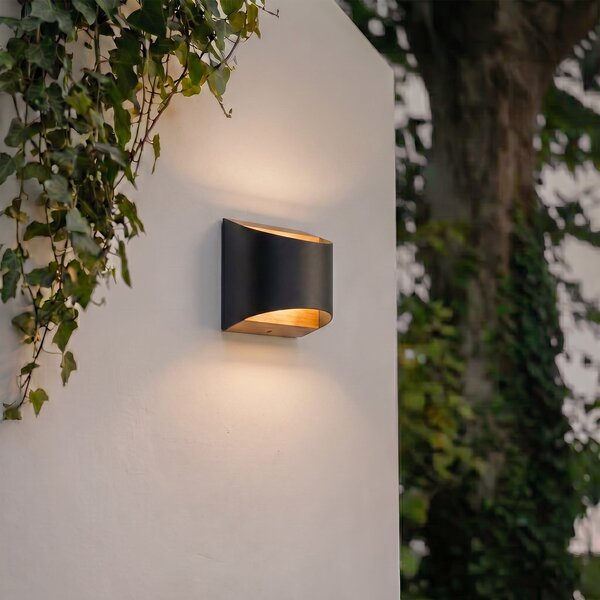 Zewnętrzna Lampa Lindby, Lenore, czarny, balkon, aluminium, nowoczesny