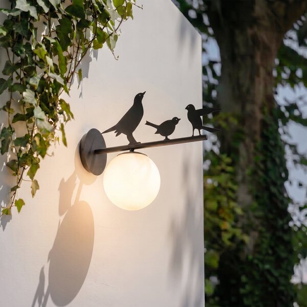 Zewnętrzna Lampa Lindby, Lintu Bird, ściemnialny, czarny, balkon, metal, dworkowy | rustykalny