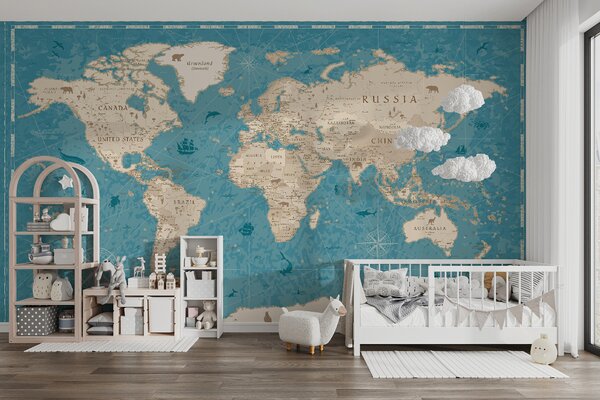 Fototapeta Mapa świata, Fototapety Dziecięce, Popularne Fototapety, u50378 - Tapeko.pl