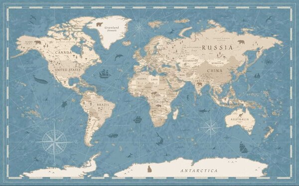 Fototapeta Mapa świata, Fototapety Dziecięce, Popularne Fototapety, u50378 - Tapeko.pl