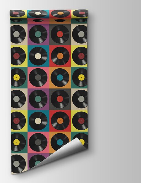 Fototapeta Wzór czarnych płyt winylowych, Fototapety design, Popularne Fototapety, u51622 - Tapeko.pl