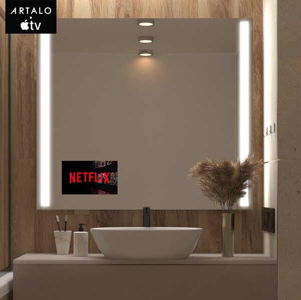 SMART LED lustro do łazienki z oświetleniem M4 premium + SmartScreen with Apple TV