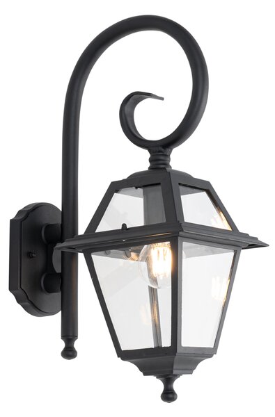 Klasyczna zewnętrzna lampa ścienna czarna IP44 - Berta