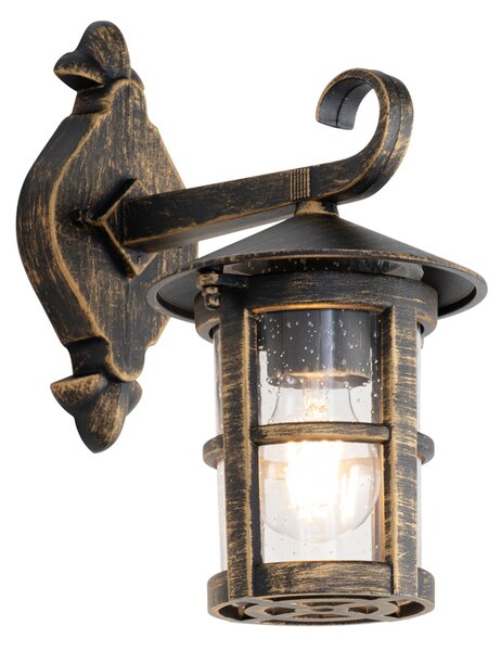 Klasyczna lampa ścienna zewnętrzna antyczne złoto IP44 - Herb