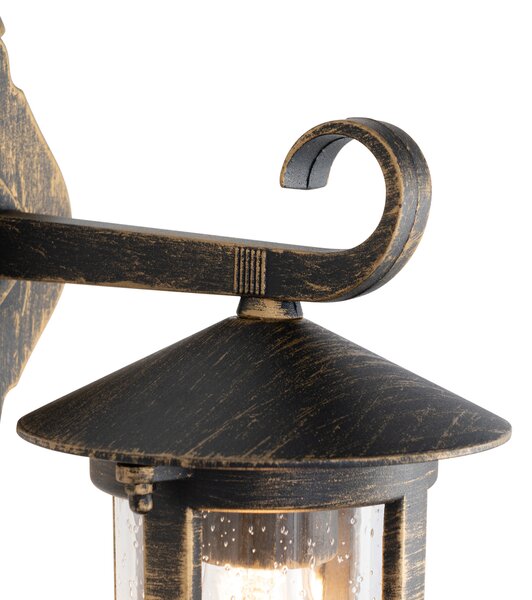 Klasyczna lampa ścienna zewnętrzna antyczne złoto IP44 - Herb