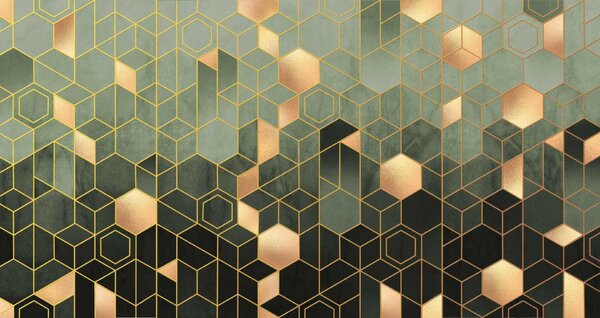 Fototapeta Geometryczny wzór z metalicznymi akcentami, Popularna Fototapeta, Popularna Fototapeta, u53261 - Muralas.pl