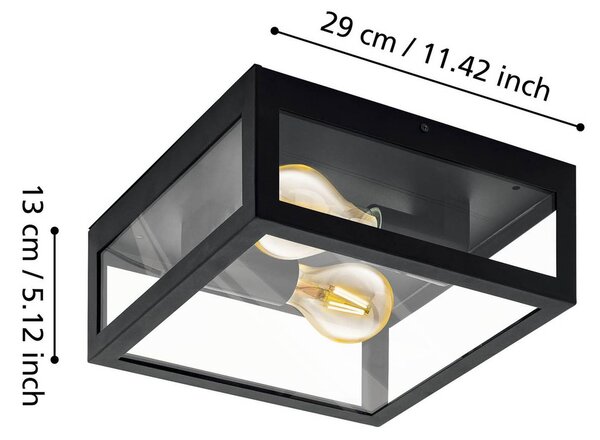 EGLO Lampa sufitowa Amezola, możliwość ściemniania, czarny, łazienka, metal, nowoczesny