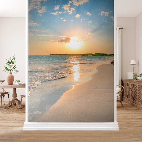 Fototapeta Plaża z falami i zachodem słońca, Fototapety Morze i Plaża, Popularne Fototapety, u53408 - Tapeko.pl