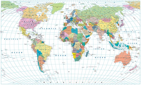 Fototapeta Mapa świata, Fototapety z mapami świata, Popularne Fototapety, u53652 - Tapeko.pl