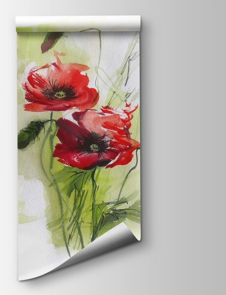 Fototapeta Malowanie czerwonych kwiatów, Fototapety Kwiaty, Popularne Fototapety, u53765 - Tapeko.pl