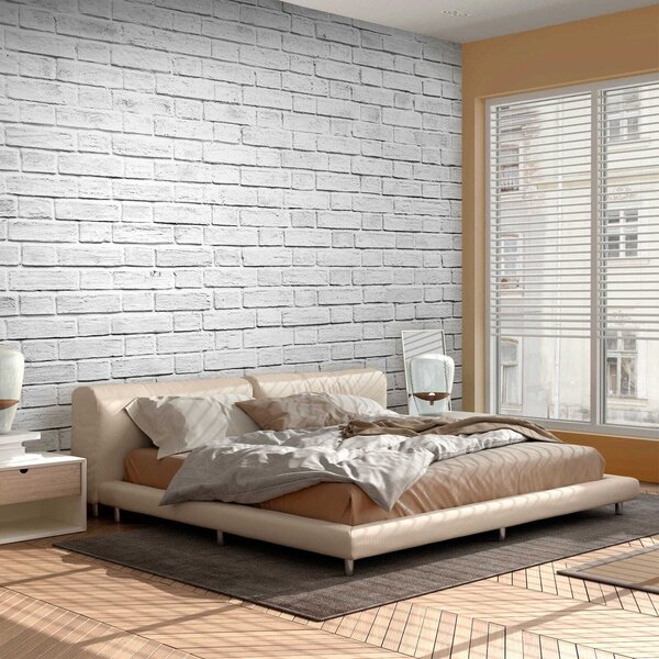 Fototapeta Biały ceglany mur z wieloma małymi cegłami, Fototapety design, Popularne Fototapety, u54004 - Tapeko.pl