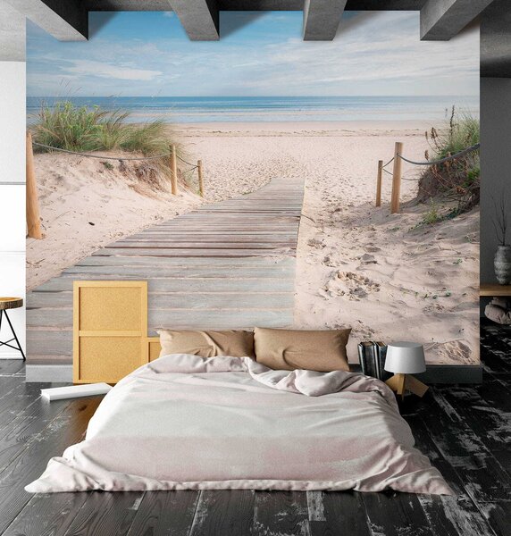Fototapeta Drewniany chodnik prowadzący na plażę, Fototapety design, Popularne Fototapety, u54357 - Tapeko.pl