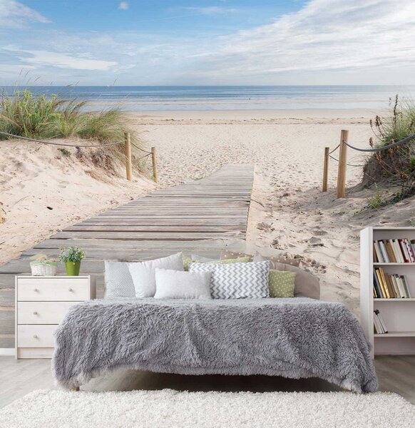 Fototapeta Drewniany chodnik prowadzący na plażę, Fototapety design, Popularne Fototapety, u54357 - Tapeko.pl