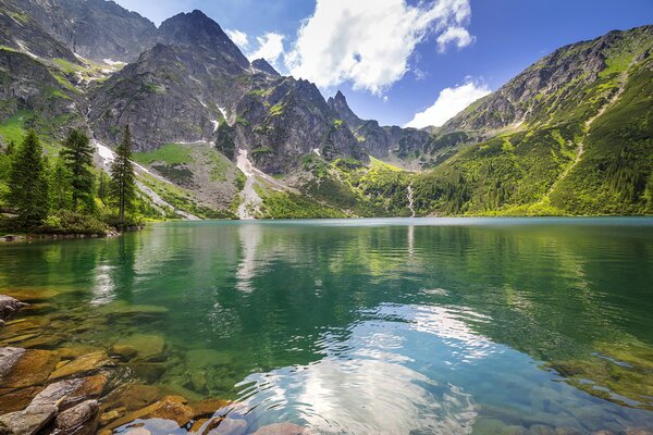 Fototapeta Jezioro otoczone górami, Fototapety Natura, Popularne Fototapety, u54486 - Tapeko.pl