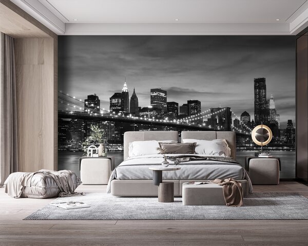 Fototapeta Most nad wodą z panoramą miasta w tle, Fototapety miasta na ścianie, Popularne Fototapety, u55510 - Tapeko.pl