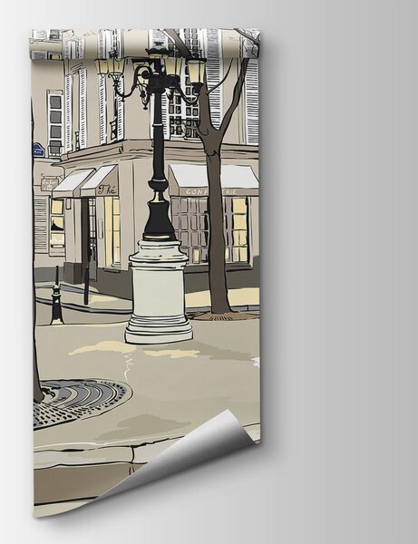 Fototapeta Osoba idąca chodnikiem z parasolem, Fototapety design, Popularne Fototapety, u55549 - Tapeko.pl