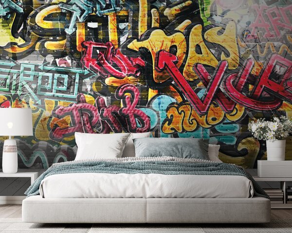 Fototapeta Ściana z graffiti, Fototapety design, Popularne Fototapety, u56045 - Tapeko.pl