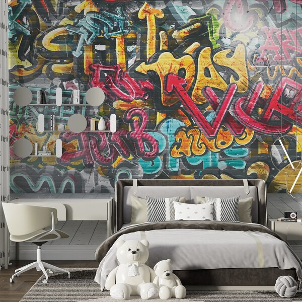 Fototapeta Ściana z graffiti, Fototapety design, Popularne Fototapety, u56045 - Tapeko.pl