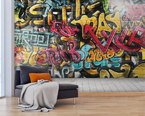 Fototapeta Ściana z graffiti, Fototapety design, Popularne Fototapety, u56045 - Tapeko.pl