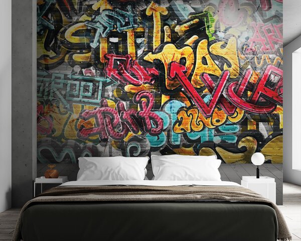 Fototapeta Ściana z graffiti, Fototapety design, Popularne Fototapety, u56045 - Tapeko.pl