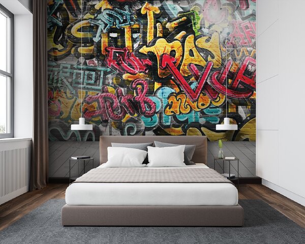Fototapeta Ściana z graffiti, Fototapety design, Popularne Fototapety, u56045 - Tapeko.pl