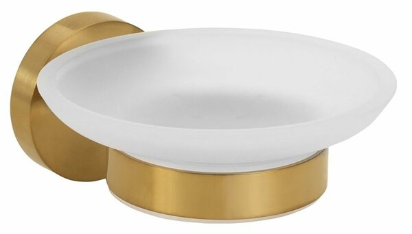 XR803GB X-Round Gold Dozownik mydła Sapho, szkło mleczne/złoty