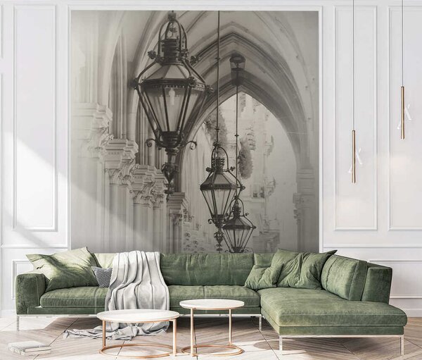 Fototapeta Rząd latarni na budynku, Fototapety Kwiaty, Popularne Fototapety, u57433 - Tapeko.pl