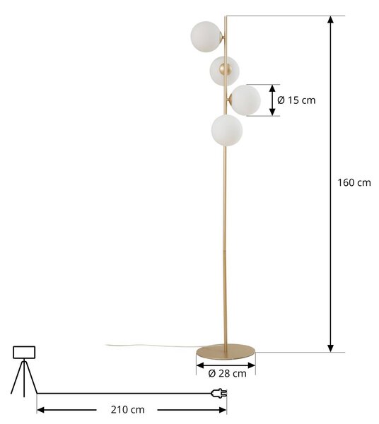 Lampa stojąca Isandro Lucande, mosiężny / złoty, salon / jadalnia, metal, nowoczesny