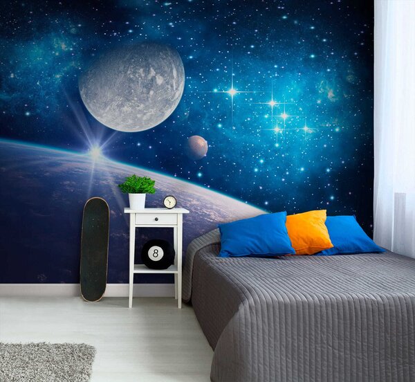 Fototapeta Planeta i księżyc w kosmosie, Fototapety design, Popularne Fototapety, u57785 - Tapeko.pl