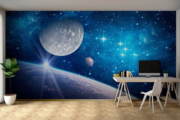 Fototapeta Planeta i księżyc w kosmosie, Fototapety design, Popularne Fototapety, u57785 - Tapeko.pl