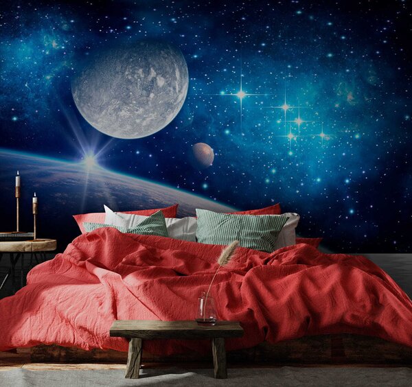 Fototapeta Planeta i księżyc w kosmosie, Fototapety design, Popularne Fototapety, u57785 - Tapeko.pl