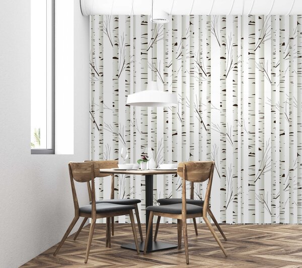 Fototapeta Biało-brązowa zasłona w paski, Fototapety Las, Popularne Fototapety, u58973 - Tapeko.pl