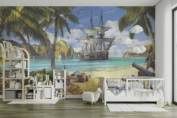 Fototapeta Statek piracki na plaży, Fototapety Dla chłopców, Popularne Fototapety, u59784 - Tapeko.pl