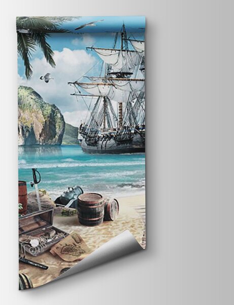 Fototapeta Obraz statku na plaży, Fototapety 3d, Popularne Fototapety, u59784v2 - Tapeko.pl