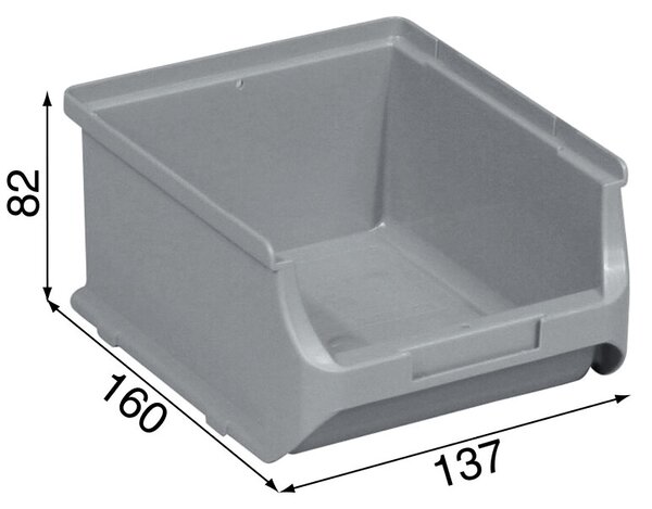 Plastikowe pojemniki PLUS 2B, 137 x 160 x 82 mm, szare, 20 szt