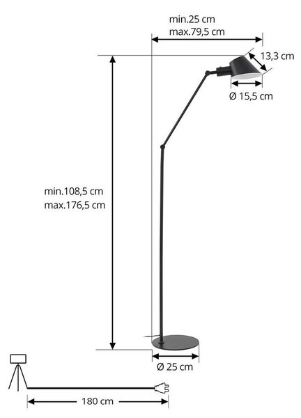 Lindby - Corali Lampa Podłogowa Czarny