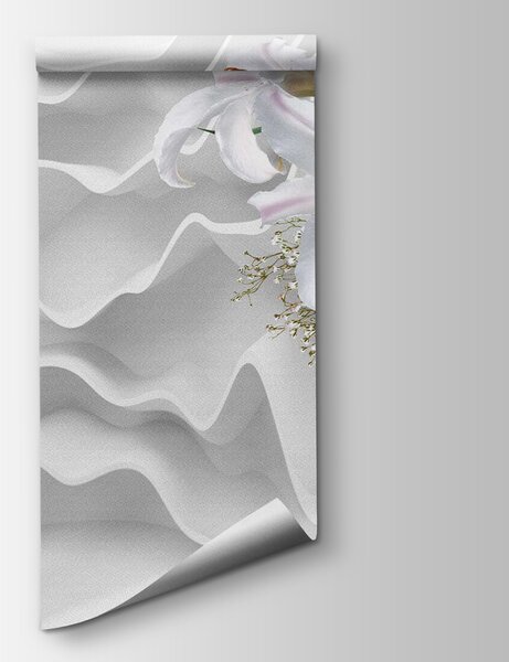 Fototapeta Biała kompozycja kwiatowa na białej powierzchni, Fototapety 3d z kwiatami, Popularne Fototapety, u60451 - Tapeko.pl