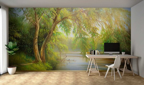 Fototapeta Rzeka z drzewami i trawą, Fototapety design, Popularne Fototapety, u62865 - Tapeko.pl