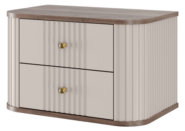 Zestaw szafek nocnych wiszących Vesper 56 cm - kaszmir / orzech / złote uchwyty