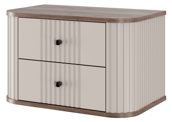 Zestaw szafek nocnych wiszących Vesper 56 cm - kaszmir / orzech / czarne uchwyty