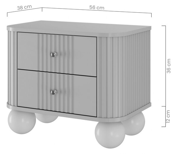 Zestaw szafek nocnych Vesper 56 cm - kaszmir / złote uchwyty / nogi kule