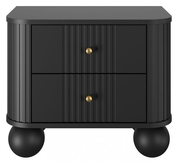 Zestaw szafek nocnych Vesper 56 cm - czarny / złote uchwyty / nogi kule