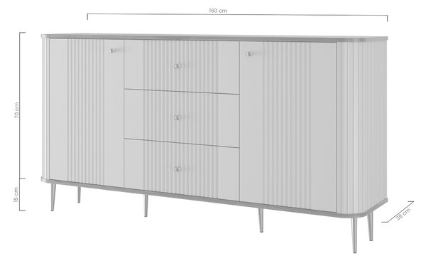 Komoda z szufladami Vesper 160 cm - kaszmir / orzech / czarne nogi