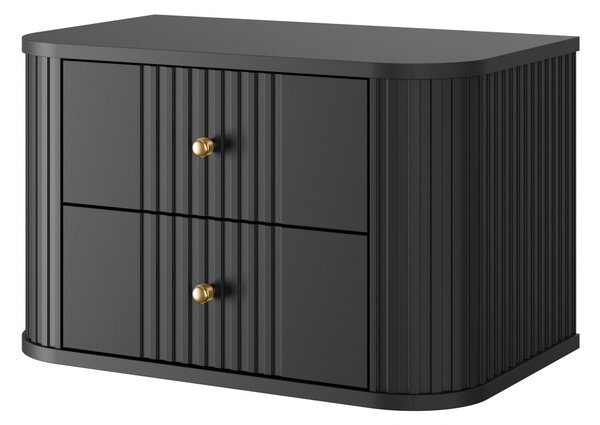 Zestaw szafek nocnych Vesper 56 cm wiszących - czarny / złote uchwyty