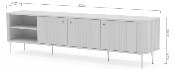 Szafka RTV Vesper 3D 187 cm - kaszmir / orzech / złote nogi