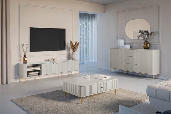 Szafka RTV Vesper 3D 187 cm - kaszmir / złote nogi
