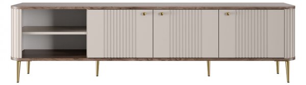 Szafka RTV Vesper 3D 187 cm - kaszmir / orzech / złote nogi